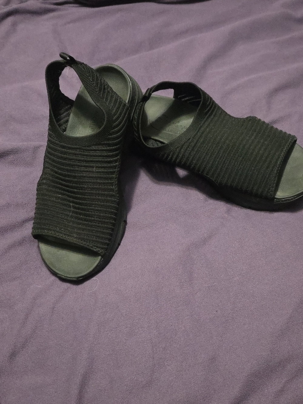 Bzees Black Knit Slingback Sandals
